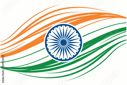 Abstract Indian Flag Colors with Ashoka Chakra Symbol vector