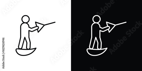 Wakeboarding icon. editable stroke web icons