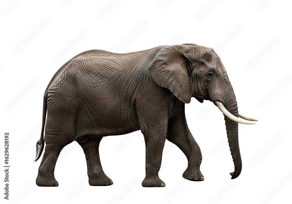 African elephant walking sideways isolated on transparent background African elephant walking sideways isolated on transparent background