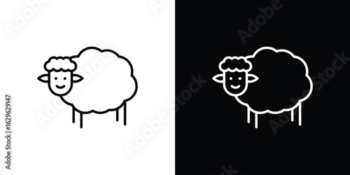 Sheep icon. editable stroke web icons