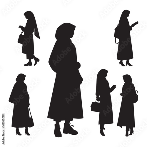 Muslim Woman Silhouette Wearing Hijab Vector