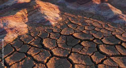 Arid land cracked earth dry ground drought landscape texture desert soil barren climate change global warming