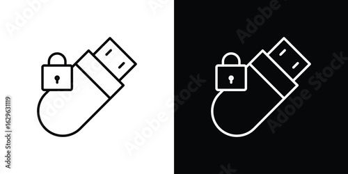 Pendrive security icon. editable stroke web icons