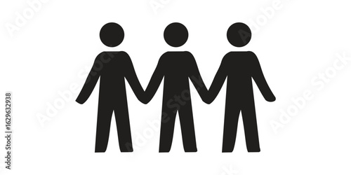 Three People Holding Hands Icon for Teamwork Community and Unity Graphics