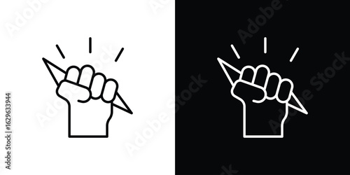 Hand with Power icon. editable stroke web icons