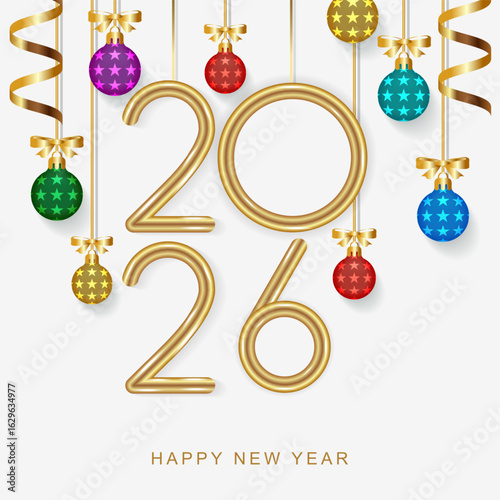Merry Christmas and Happy New Year 2026 Banner, poster
