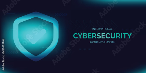 International cyber security awareness month is observed. flat design Cyber security banner Modern gradient color