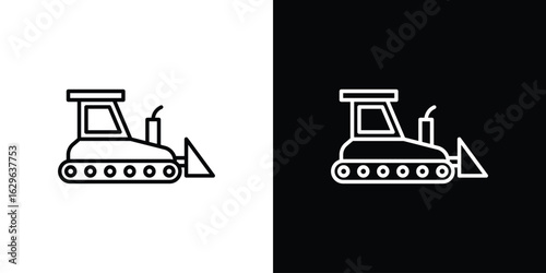 Bulldozer icon. editable stroke web icons