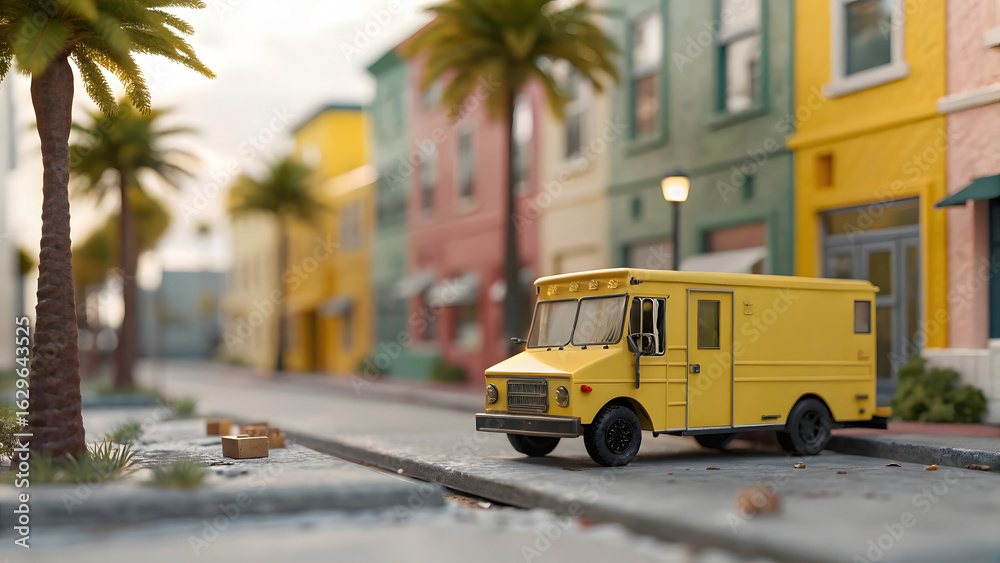 Fototapeta premium yellow school bus on the street