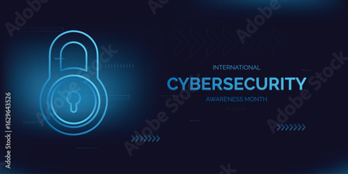 International cyber security awareness month is observed. flat design Cyber security banner Modern gradient color