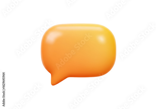 Isolated Vibrant Glossy Orange Speech Bubble, Representing Online Communication and Dialogue