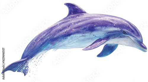 Artistic dolphin illustration in blue and purple eps