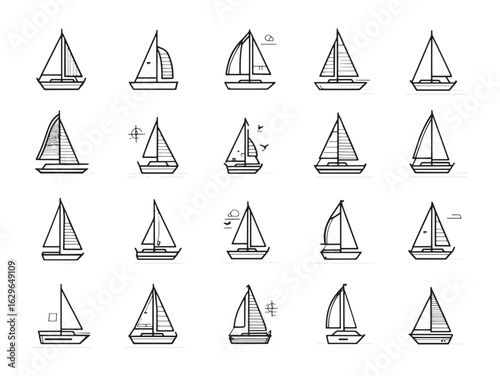 Sailboat line art capturing freedom upon the sea