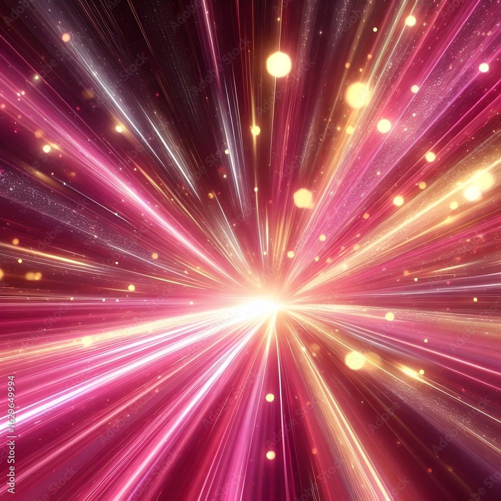 Fototapeta premium pink yellow bright light trails showing speed and motion, abstract background