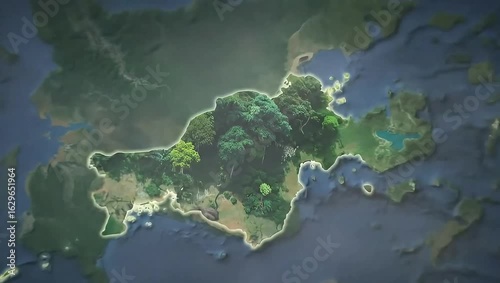 Borneo island from Space - Zoom Borneo island lost jungles more than 50% . Timelapse 3d animation.
