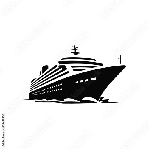Cruise ship vector silhouette