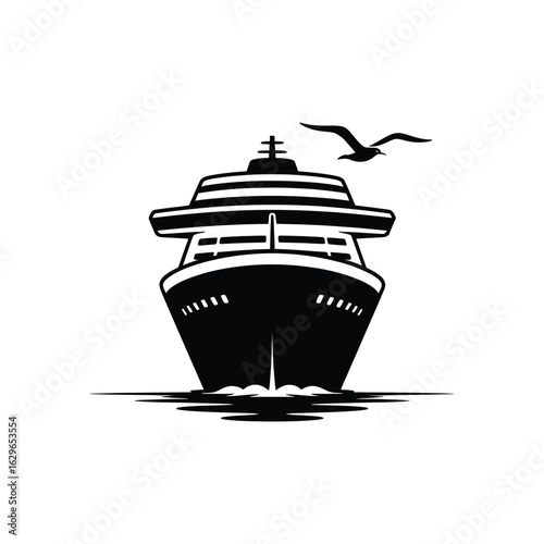 Cruise ship vector silhouette