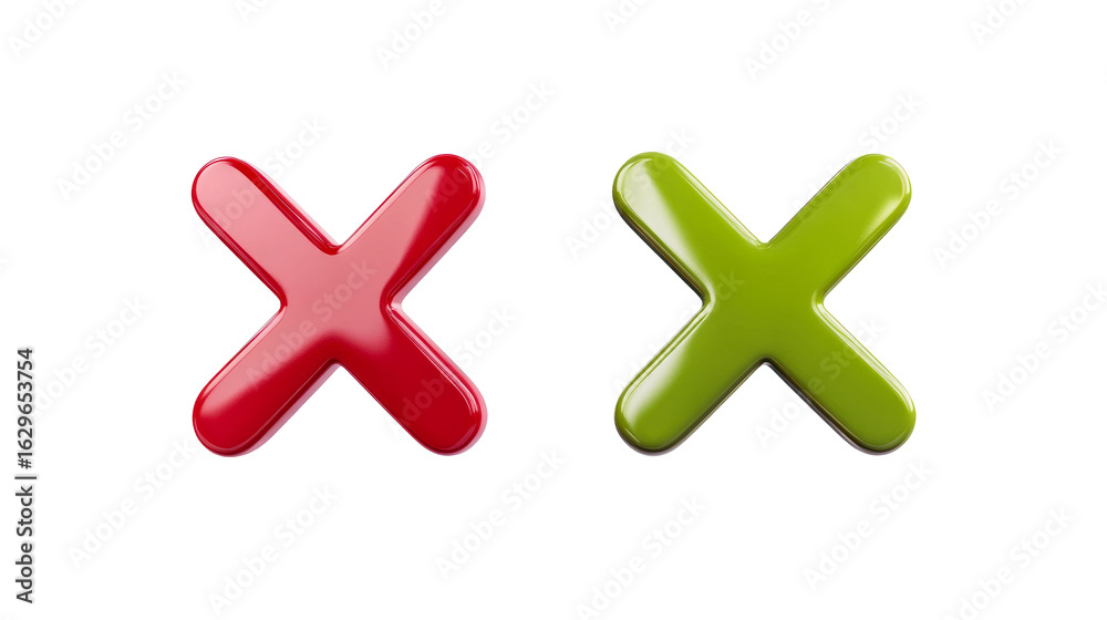 Fototapeta premium Colorful red and green check marks on transparent background