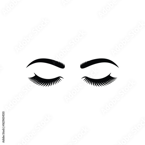 Closed eyes with lashes vector silhouette