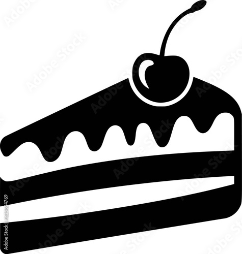 Black slice of cake with cherry on top dessert sweet