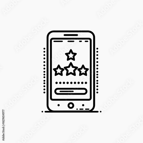 Smartphone Displaying Three Stars Rating Review.
