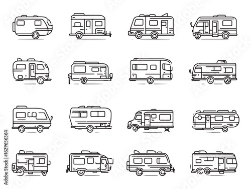 Minimalist RV Camper line art for modern decor