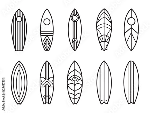 Minimalist Surfboard Line Art Illustration For Beach Lovers