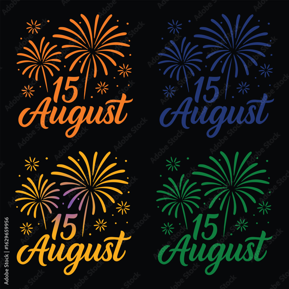 Obraz premium 15th August Fireworks Silhouette with Indian Flag in Background