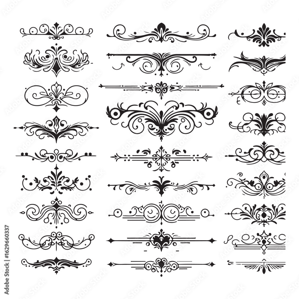 Fototapeta premium Elegant Decorative Borders and Dividers Vector Set