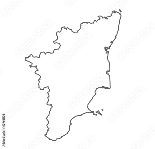 TAMIL NADU state map with line illustration, India