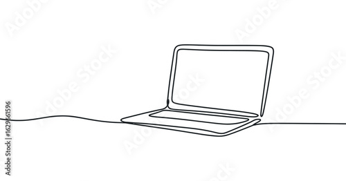 Sleek Laptop Computer Outline for Technology, Productivity, and Digital Workspace Concepts