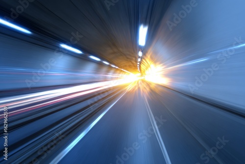 Wallpaper Mural Futuristic high-speed tunnel with motion blur and bright lights Torontodigital.ca