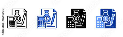 Budgeting icon sheet multiple style collection
