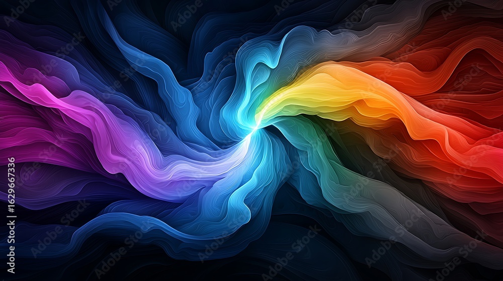 Obraz premium Vibrant Abstract Waves Flowing in Colorful Patterns, Colorful explosion vibrant colors forming