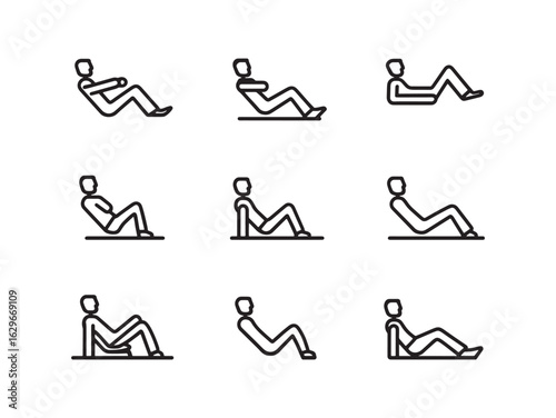Sit Up Line Art Shows Proper Exercise Form
