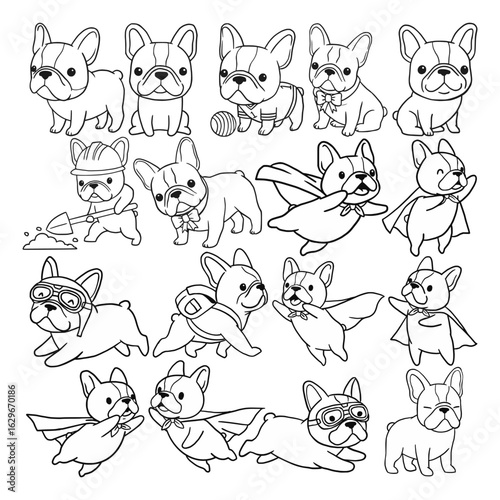 French Bulldog Cartoon Character Doodle Illustration