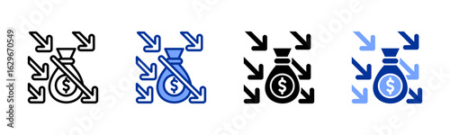 Depreciation icon sheet multiple style collection