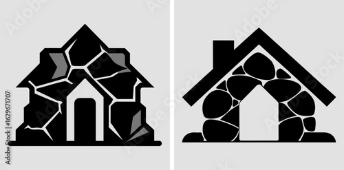 HomeStone – Abstract House and Stone Logo Design