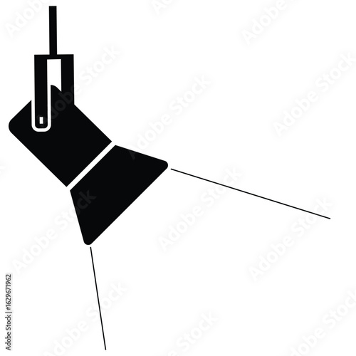 Spotlight black silhouette icon with Stage light symbol. Event, concert, performance, theater program light. Spotlight icon in flat style. Lamp vector illustration.