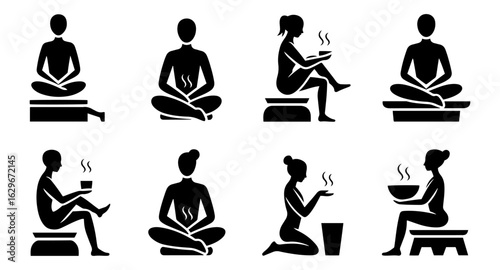 spa and sauna relaxation icon set