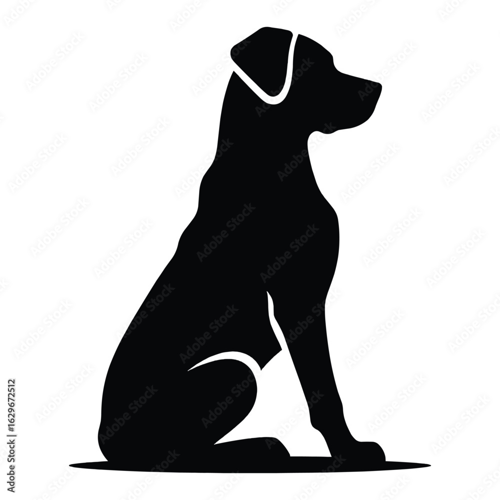 Obraz premium Elegant black dog sitting proudly with head held high silhouette