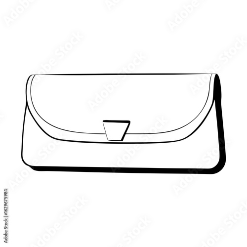 Simple graphic depiction of a closed clutch bag in black outline