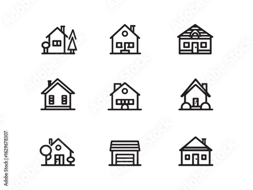 Suburban Home Line Art Simple Clean Modern Design