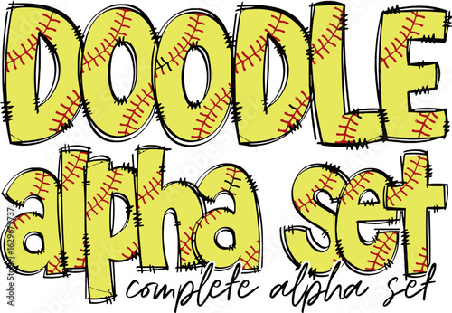 Softball Hand Drawn Doodle Svg