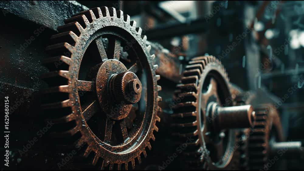 Rusty Gears in an Industrial Environment with Water Droplets Rusty Gears in an Industrial Environment with Water Droplets