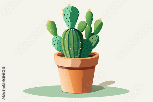 Cheerful potted cactus illustration brings a touch of desert charm to any modern design project or nature themed decor