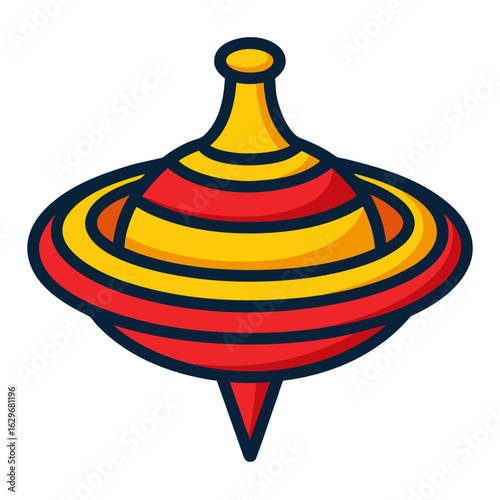 Colorful spinning top toy vector on white background.