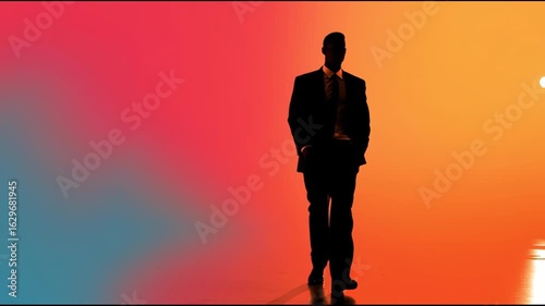 Silhouette of Businessman Against Vibrant Colorful Background