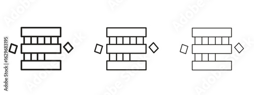 Wooden block icon concept. Editable stroke icon pack