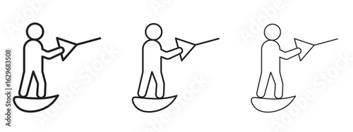 Wakeboarding icon concept. Editable stroke icon pack